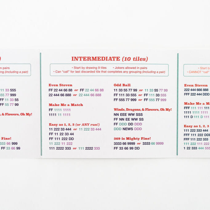 intermediate mahjong hands on a kids mahjong card