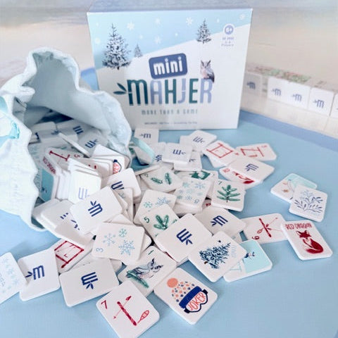 Travel Mah Jongg tiles - skiing themed