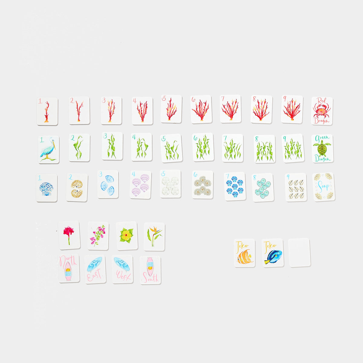 Mini Mahjer Beach Edition American Mahjong tile set with 160 colorful tiles