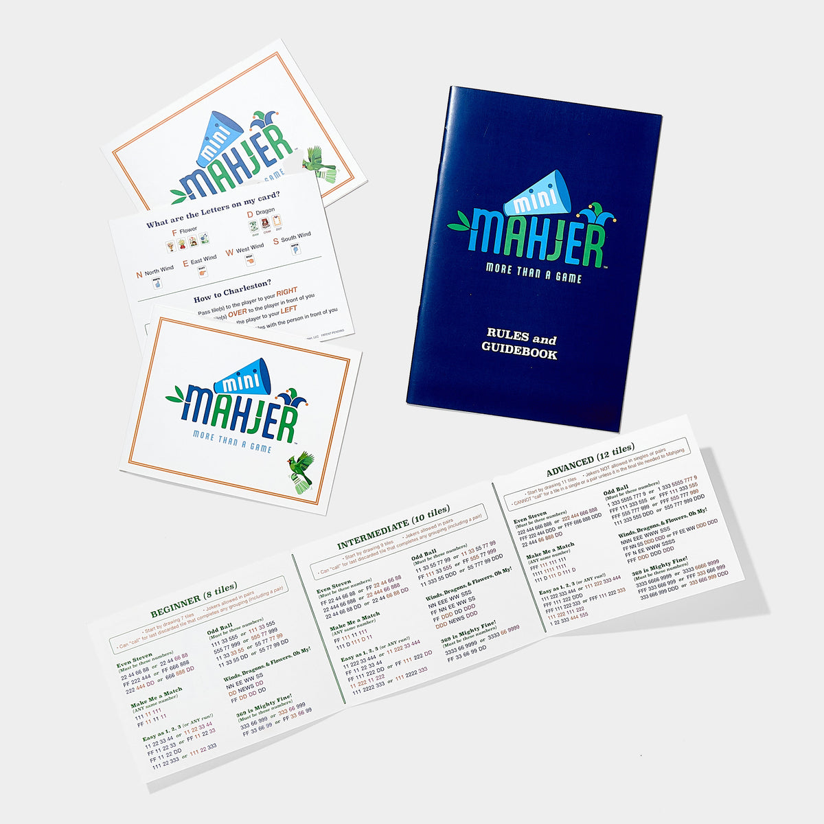 Mini Mahjer Mahjong cards and instructional guide included in the Rookie Edition Complete Travel Bundle