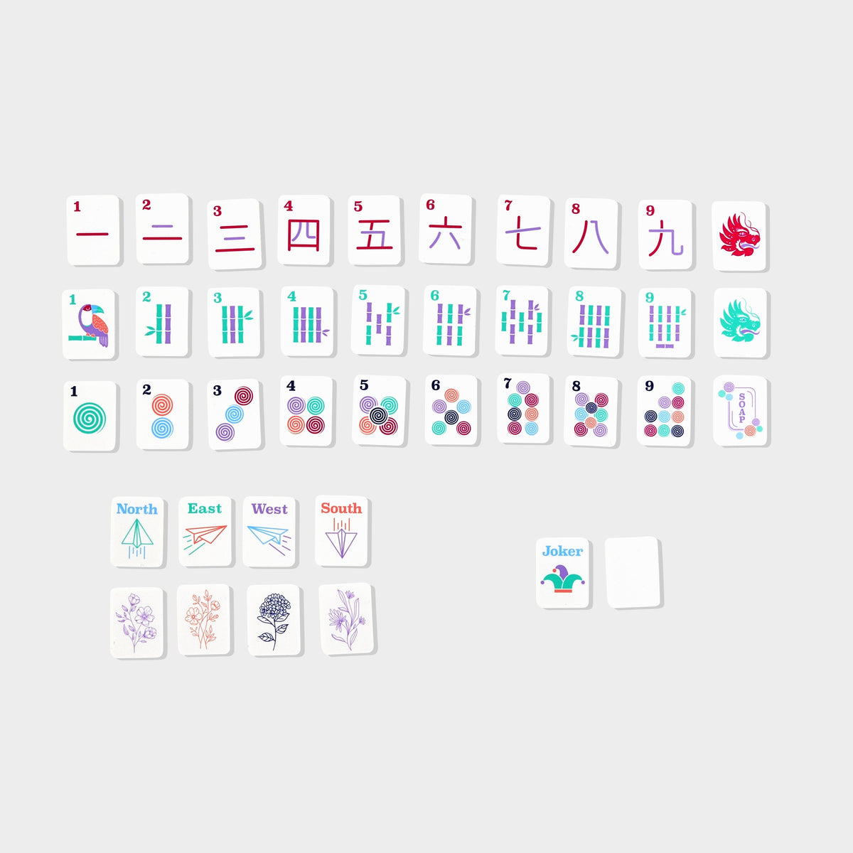 Mini Mahjer OG Edition American Mahjong tile set with 160 colorful tiles