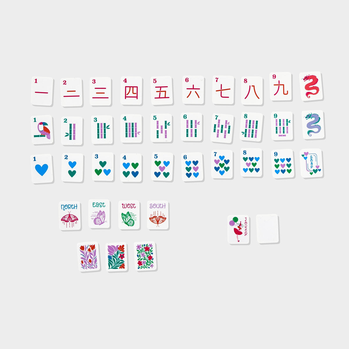 Mini Mahjer Rackin' Rosie Edition American Mahjong tile set with 160 colorful tiles